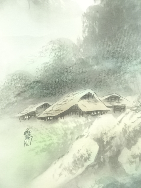 道具 ] - 道具 石洲筆 彩色山水 肉筆絹本掛軸（中島清堂識箱） | 宗